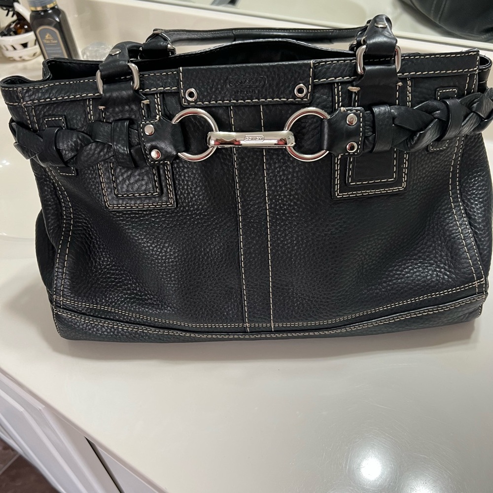 Coach black pebble dr bag